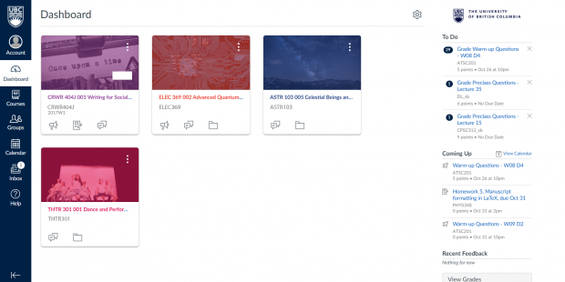 Personalizing your Canvas dashboard  a UBC student’s guide to Canvas