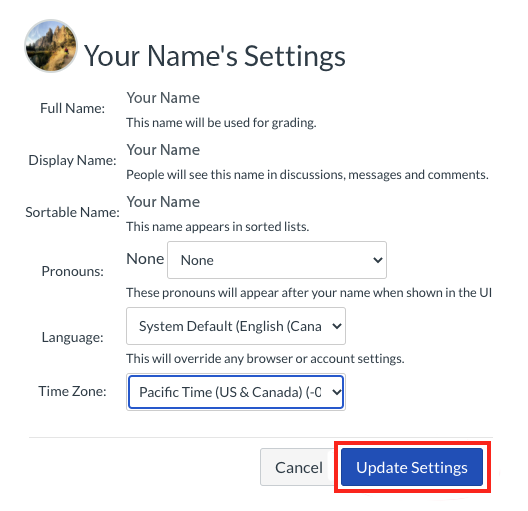 How to Update Your Canvas Time Zone a UBC student’s guide to Canvas